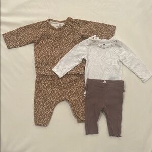 Brown and White Baby Outfit Set